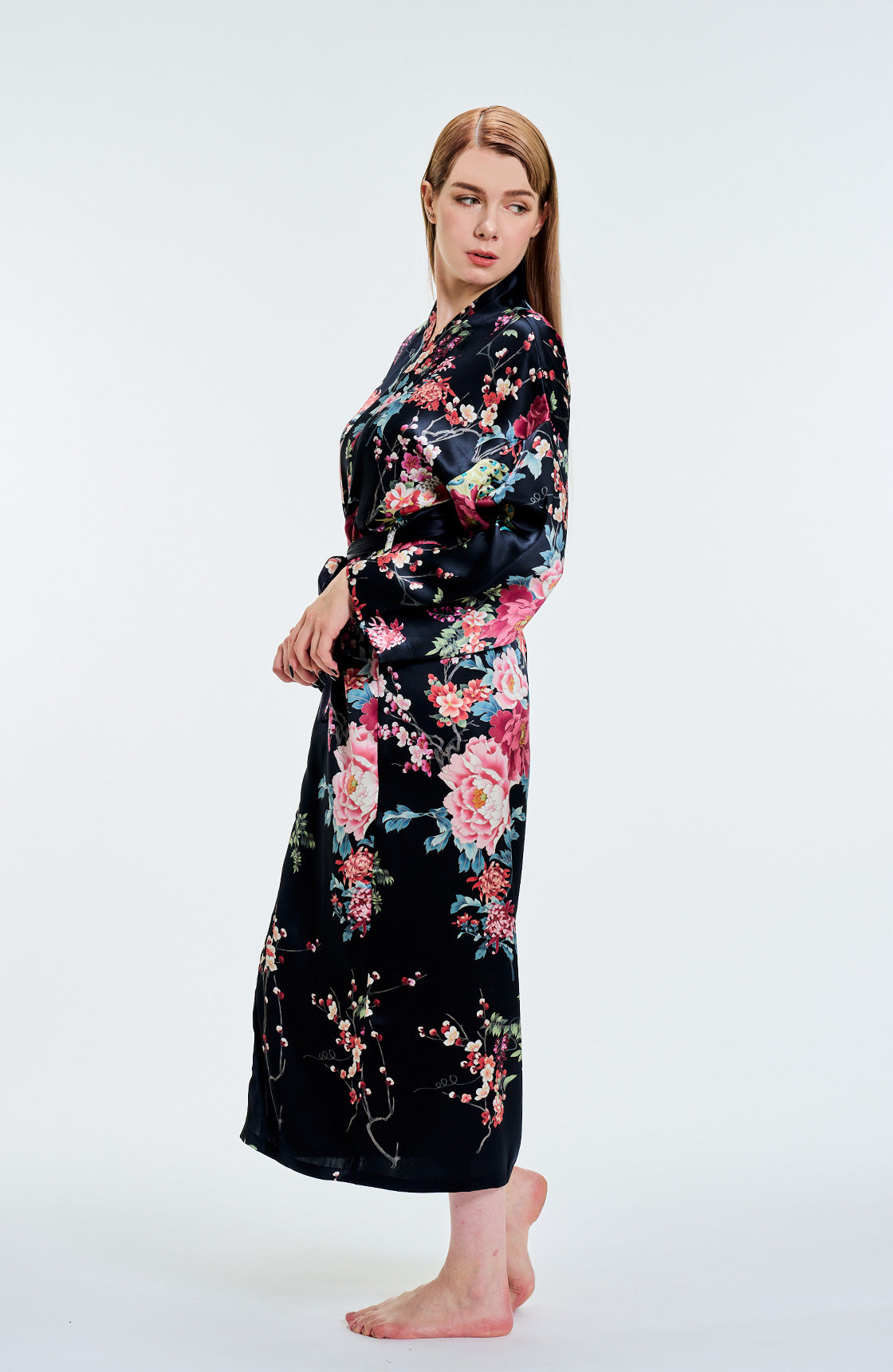 Kimono Silk Robe Peacock BK