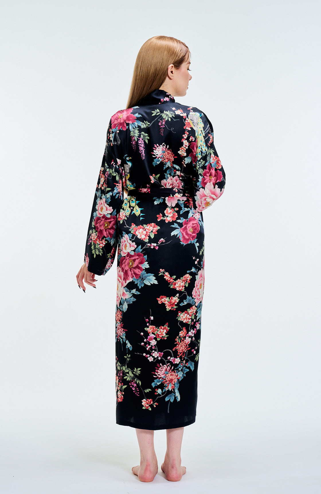 Kimono Silk Robe Peacock BK