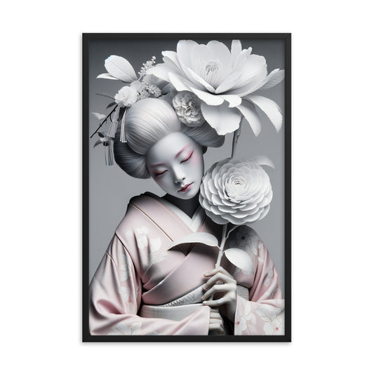 Framed Kimono Art Poster｜Camellia