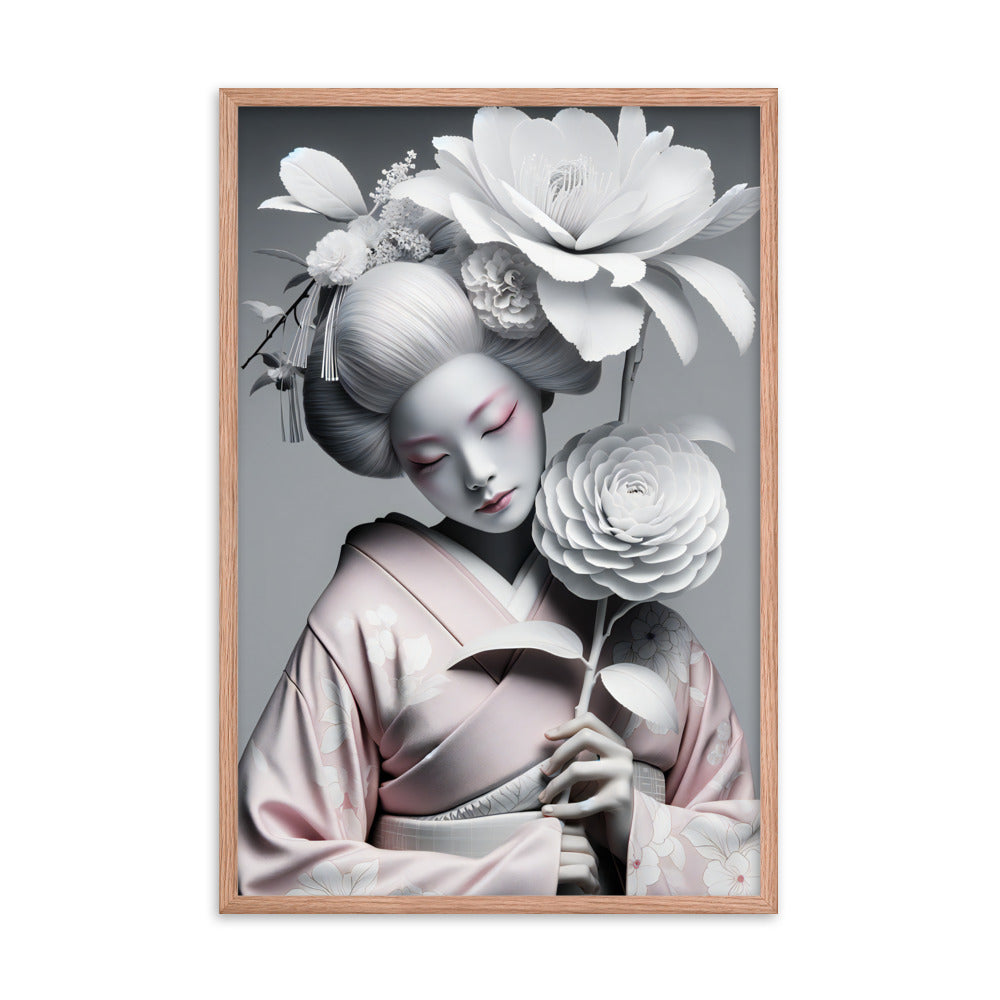 Framed Kimono Art Poster｜Camellia