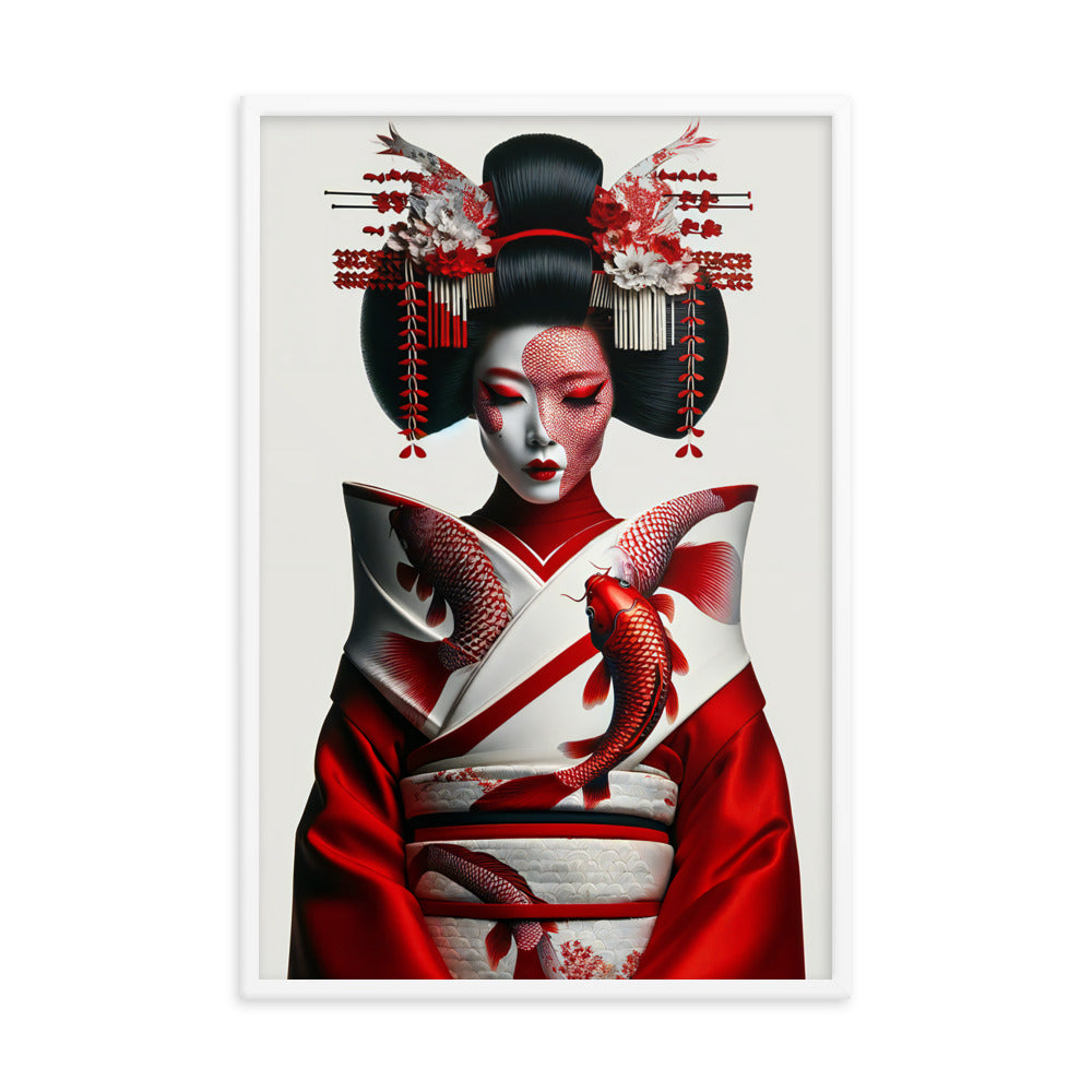 Framed Kimono Art Poster ｜Koi